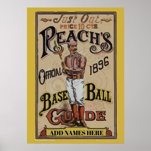 Vintager Baseball 1886 Text hinzufügen Poster (Vorne)