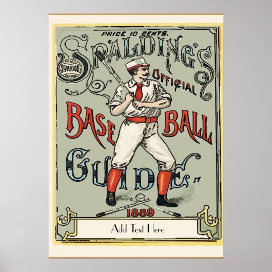 Vintager Baseball 1889 Text hinzufügen Poster (Vorne)