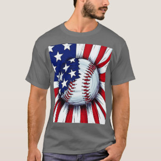 Vintager Baseball 4. Juli Männer USA Flagge T-Shirt