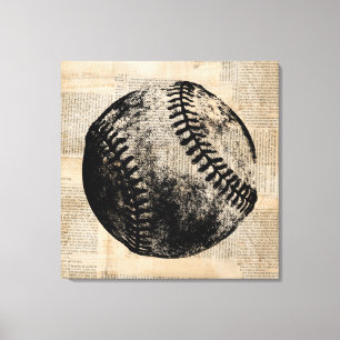Vintager Baseball Art Illustration Newspaper Style Leinwanddruck