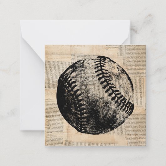 Vintager Baseball Art Illustration Newspaper Style Mitteilungskarte (Vorderseite)