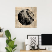 Vintager Baseball Art Illustration Newspaper Style Poster (Heimbüro)