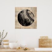 Vintager Baseball Art Illustration Newspaper Style Poster (Küche)
