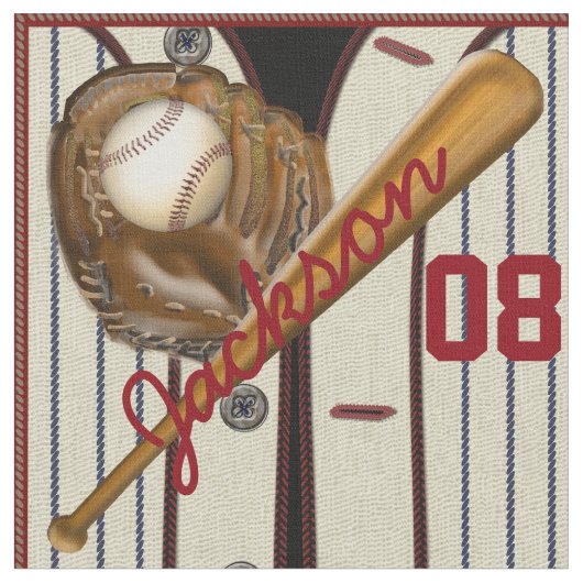 Vintager Baseball-Ball-Handschuhname und -nummer Stoff (Nahaufnahme)