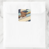 Vintager Baseball-Basketball, Stilkunst Quadratischer Aufkleber (Tasche)