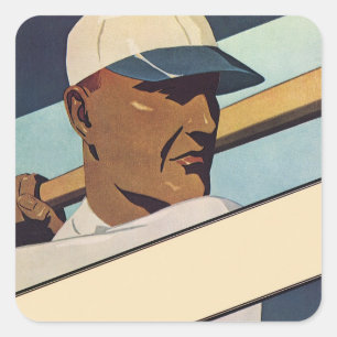 Vintager Baseball-Basketball, Stilkunst Quadratischer Aufkleber