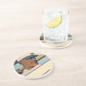 Vintager Baseball-Basketball, Stilkunst Sandstein Untersetzer (Seite)