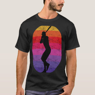 Vintager Baseball-Batter-Schwingen Retro-Sonnenunt T-Shirt
