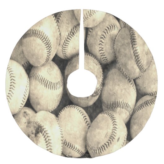 Vintager Baseball-Baum-Rock Polyester Weihnachtsbaumdecke (Vorderseite)