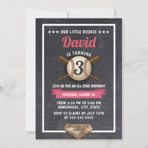 Vintager Baseball Boy All Star Geburtstagskarte Einladung