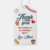 Vintager Baseball Boy Geburtstag Danke Geschenkanhänger (Rückseite)