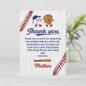 Vintager Baseball Boy Geburtstag Danke Karte (Stehend Vorderseite)