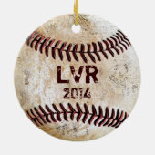 Vintager Baseball Coach Geschenke PERSONALISIERTES Keramik Ornament (Hinten)