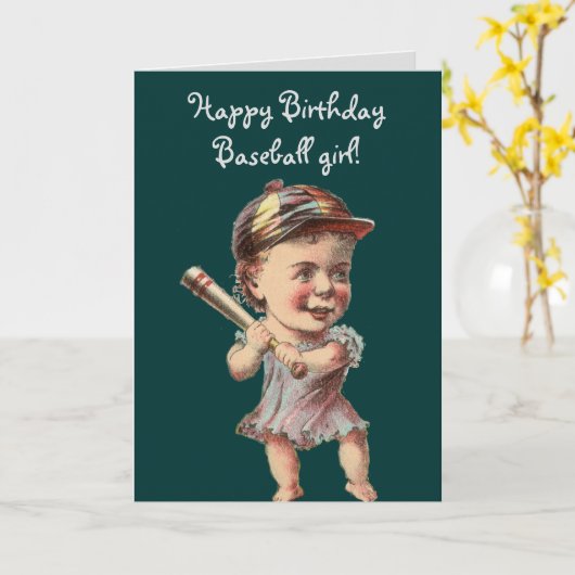 Vintager Baseball-Geburtstag oder Gruß Karte (Gelbe Blume)