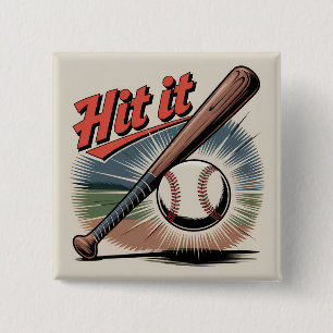 Vintager Baseball "Hit It" Retro Sports Button