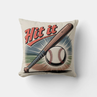 Vintager Baseball "Hit It" Retro Sports Kissen