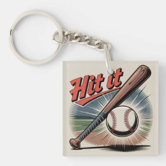 Vintager Baseball "Hit It" Retro Sports Schlüsselanhänger
