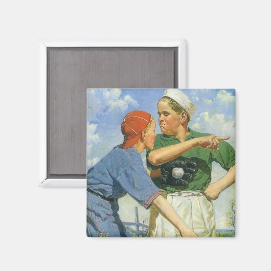 Vintager Baseball, Kinder, Sportler Magnet (Vorderseite/Rückseite)