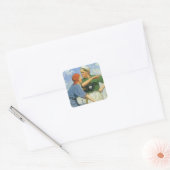 Vintager Baseball, Kinder, Sportler Quadratischer Aufkleber (Umschlag)