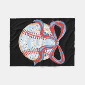 Vintager Baseball mit Coquette Bow für Mädchen Fleecedecke (Vorderseite (Horizontal))