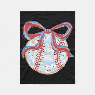 Vintager Baseball mit Coquette Bow für Mädchen Fleecedecke