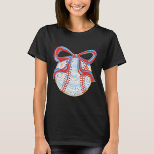 Vintager Baseball mit Coquette Bow für Mädchen T-Shirt