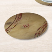 Vintager Baseball mit Name Runder Pappuntersetzer (Angewinkelt)