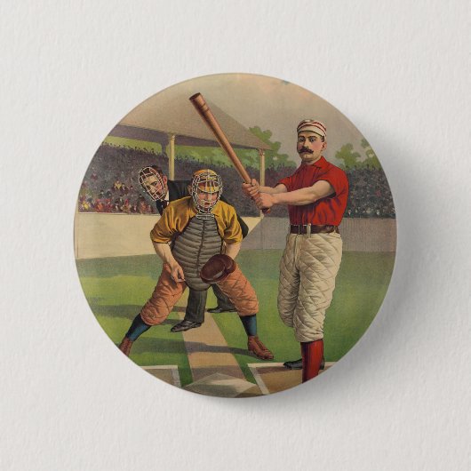 Vintager Baseball-Plakat-Knopf Button (Vorderseite)
