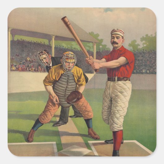Vintager Baseball-Plakataufkleber Quadratischer Aufkleber (Vorderseite)