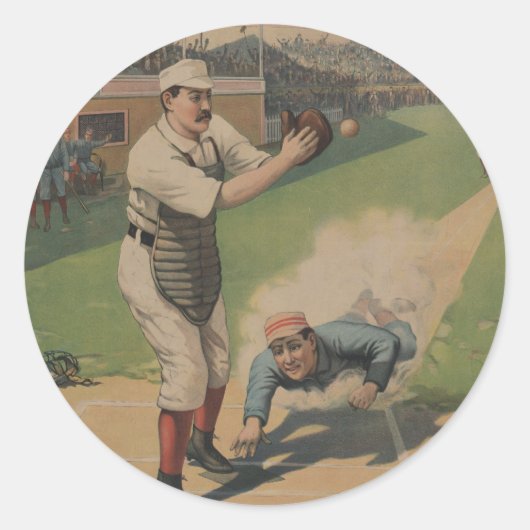 Vintager Baseball-Plakataufkleber Runder Aufkleber (Vorderseite)
