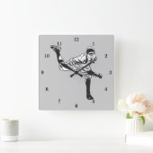 Vintager Baseball-Player Quadratische Wanduhr (Zuhause)