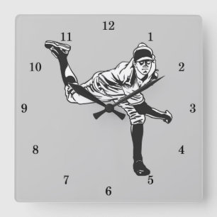 Vintager Baseball-Player Quadratische Wanduhr