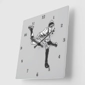Vintager Baseball-Player Quadratische Wanduhr (Winkel)