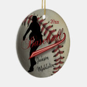 Vintager Baseball ⚾ Player - Rot Keramikornament (Rechts)
