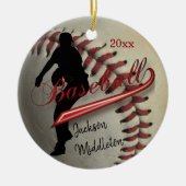 Vintager Baseball ⚾ Player - Rot Keramikornament (Vorne)