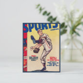 Vintager Baseball-Retro-Baseball-Player Postkarte (Stehend Vorderseite)