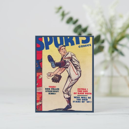 Vintager Baseball-Retro-Baseball-Player Postkarte (Stehend Vorderseite)