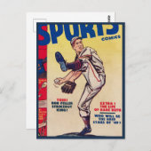 Vintager Baseball-Retro-Baseball-Player Postkarte (Vorne/Hinten)