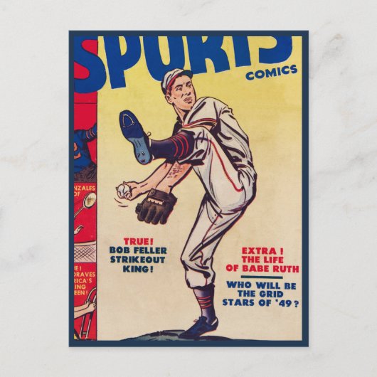 Vintager Baseball-Retro-Baseball-Player Postkarte (Vorderseite)