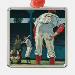 Vintager Baseball-Spieler-Spieler-Spieler-Spieler Ornament Aus Metall