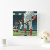 Vintager Baseball-Spieler-Spieler-Spieler-Spieler  Quadratische Wanduhr (Zuhause)