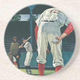 Vintager Baseball-Spieler-Spieler-Spieler-Spieler Untersetzer