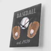Vintager Baseball-Tafel-Entwurf Quadratische Wanduhr (Winkel)