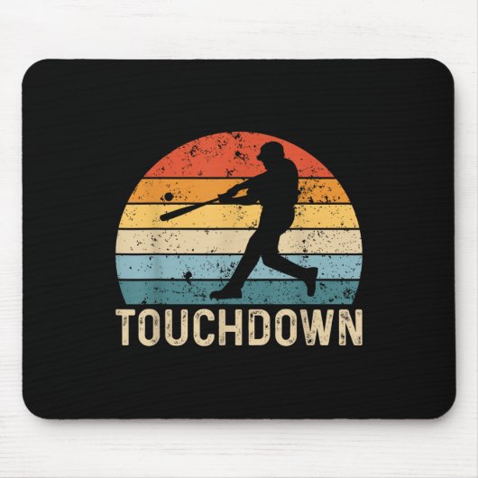 Vintager Baseball Touchdown Batter Player Funny Ba Mousepad (Vorne)