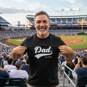 Vintager Baseball-Vater Est Simple Script Typograf T-Shirt