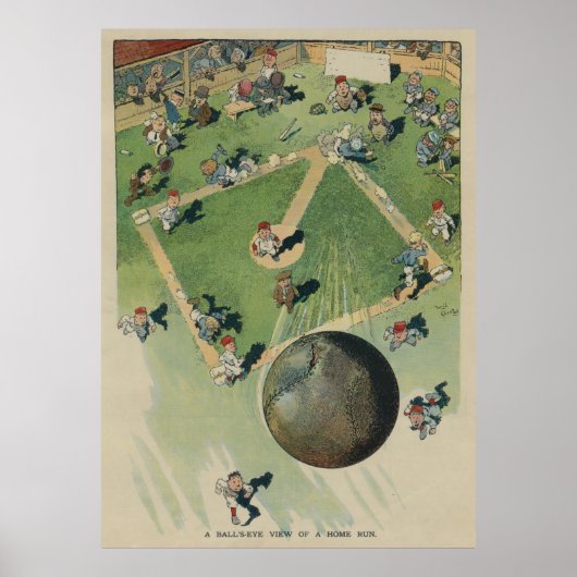 Vintager Baseball-Zuhause-Run - Vogelaugenansicht- Poster (Vorne)