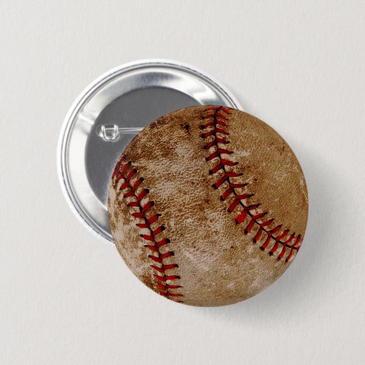 Vintager Baseballball, Rot und Weiß Button (Vorne & Hinten)