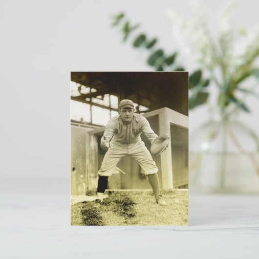 Vintager Baseballfänger Postkarte (Stehend Vorderseite)