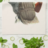 Vintager Baseballspieler, Catcher-Look Geschirrtuch (Gefaltet)