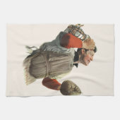 Vintager Baseballspieler, Catcher-Look Geschirrtuch (Horizontal)